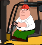 Peter Griffin wordt heftruckchauffeur