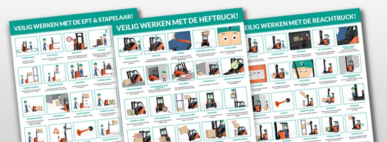 Download de veiligheidsposter voor heftruck, reachtruck en EPT + stapelaar